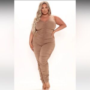 Ruched Sleeveless Jumpsuit